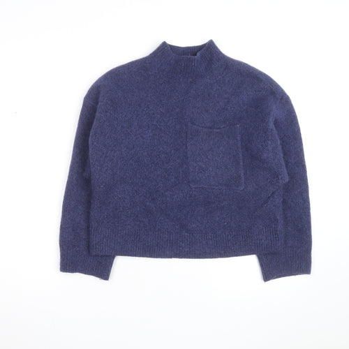 & Other Stories Women Blue Wool Blend Mock Neck Pullover Jumper Size S