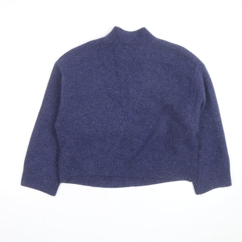 & Other Stories Women Blue Wool Blend Mock Neck Pullover Jumper Size S