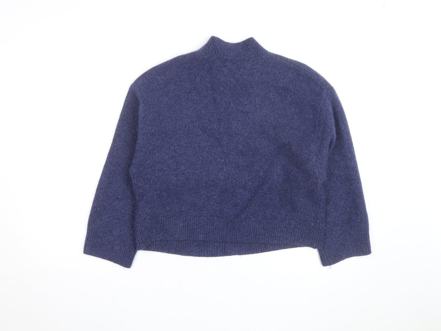 & Other Stories Women Blue Wool Blend Mock Neck Pullover Jumper Size S