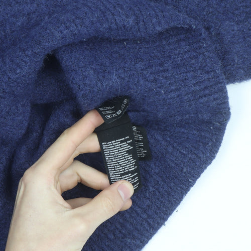 & Other Stories Women Blue Wool Blend Mock Neck Pullover Jumper Size S