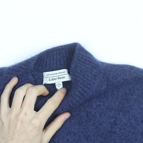 & Other Stories Women Blue Wool Blend Mock Neck Pullover Jumper Size S