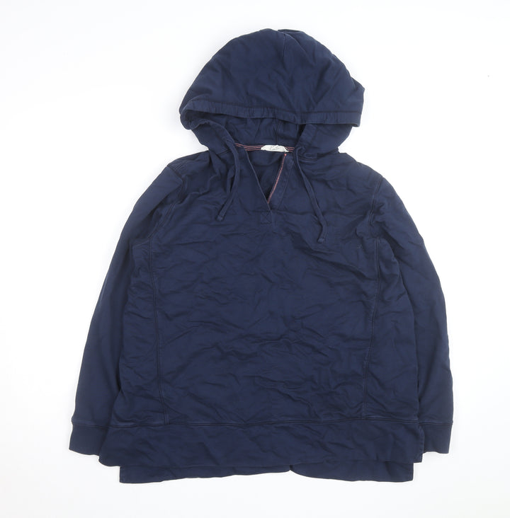 White Stuff Women's Navy Cotton Pullover Hoodie Size 12