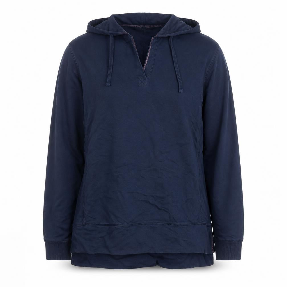 Front view of White Stuff Women's Navy Cotton Pullover Hoodie, size 12