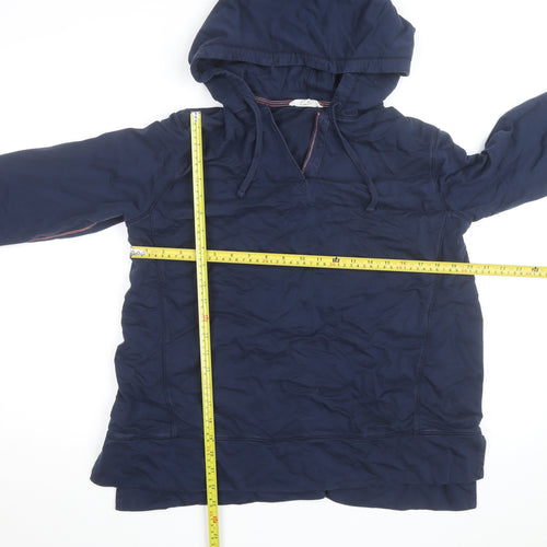 White Stuff Women's Navy Cotton Pullover Hoodie Size 12