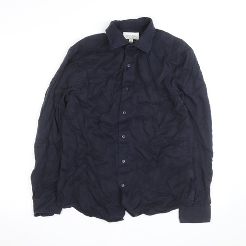 Marks and Spencer Autograph Men's Blue Lyocell Long Sleeve Shirt M