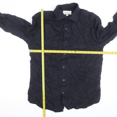 Marks and Spencer Autograph Men's Blue Lyocell Long Sleeve Shirt M