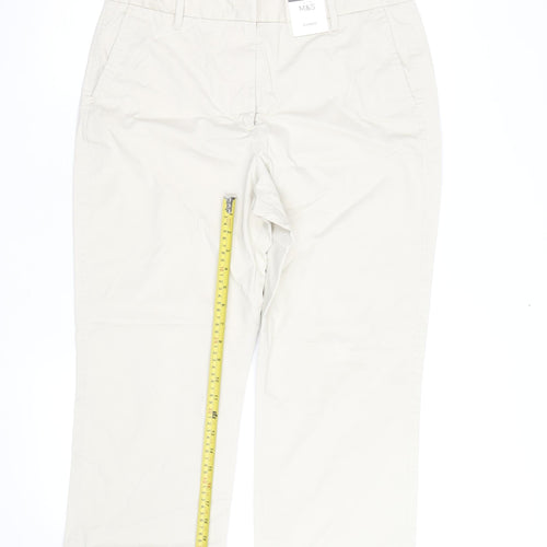 Marks and Spencer Womens Beige Chino Trousers Size 14 Short