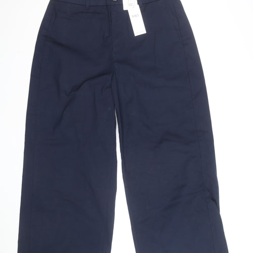Marks and Spencer Women's Blue Cropped Wide-Leg Trousers Size 16