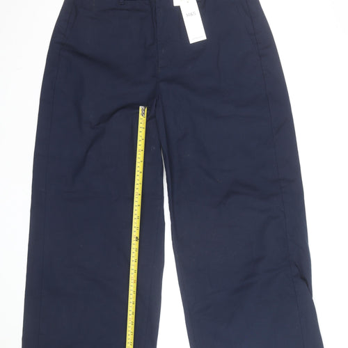 Marks and Spencer Women's Blue Cropped Wide-Leg Trousers Size 16