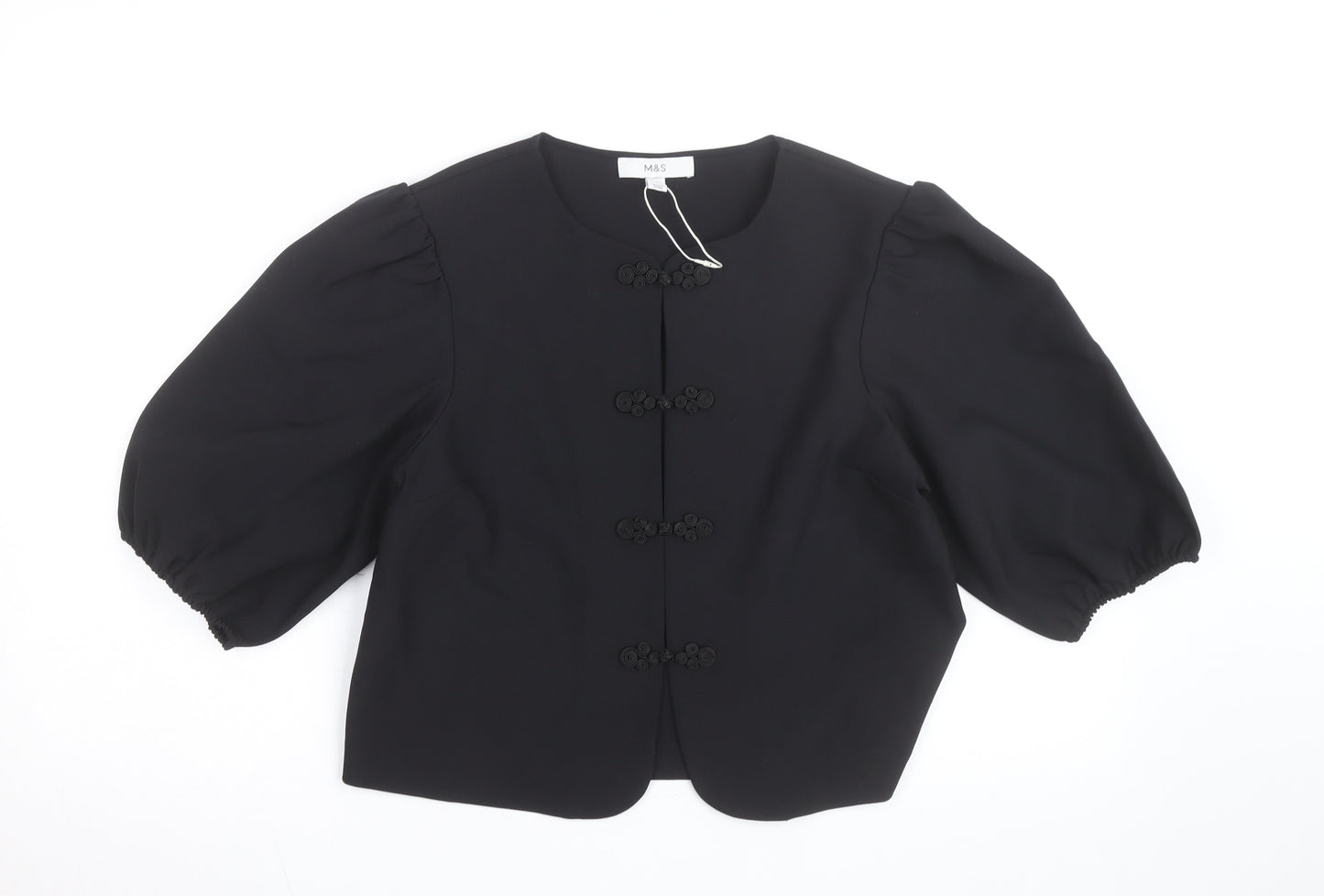 Marks and Spencer Women's Black Button Blouse Size 10 Regular