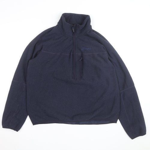 Berghaus Men Blue Fleece L 1/2 Zip Outdoor Hiking Jacket
