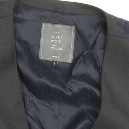 John Lewis Men's Grey Pure Wool Tailored Fit Waistcoat Size 44