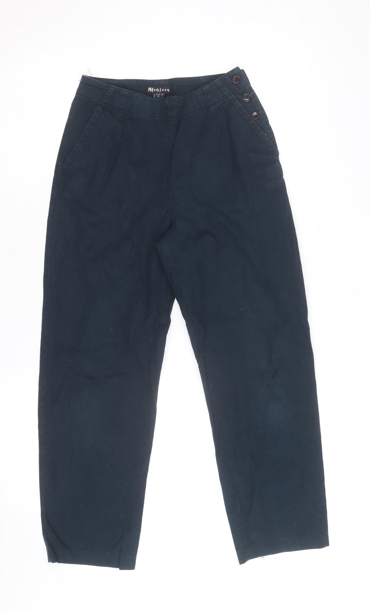 Monsoon Womens Blue Chino Trousers Size 8 Straight Leg