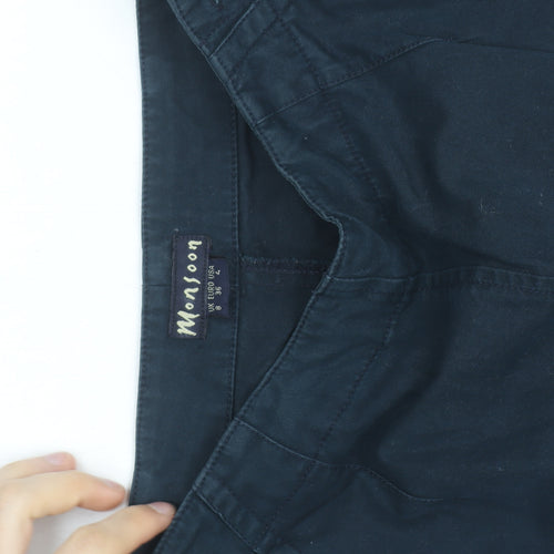 Monsoon Womens Blue Chino Trousers Size 8 Straight Leg