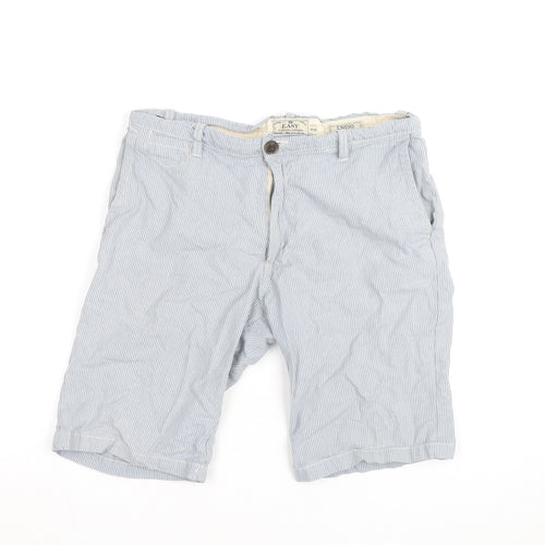 EASY Men’s Blue Striped Chino Shorts Size M 30in Casual Summer Style
