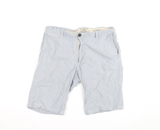 EASY Men’s Blue Striped Chino Shorts Size M 30in Casual Summer Style