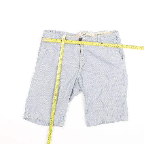 EASY Men’s Blue Striped Chino Shorts Size M 30in Casual Summer Style