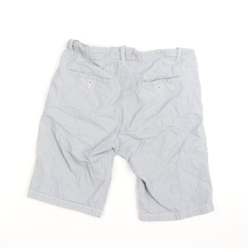 EASY Men’s Blue Striped Chino Shorts Size M 30in Casual Summer Style