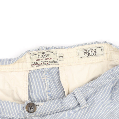EASY Men’s Blue Striped Chino Shorts Size M 30in Casual Summer Style