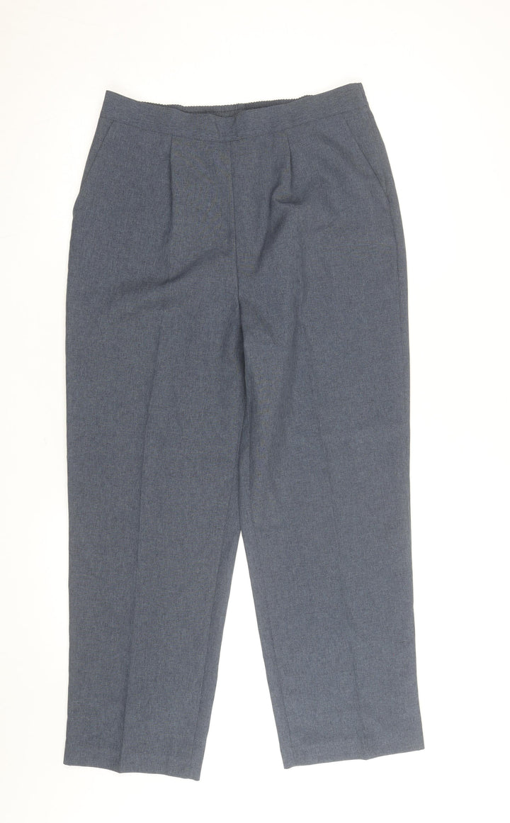 Bonmarché Women Blue Size 14 Straight Leg Elastic Waist Trousers