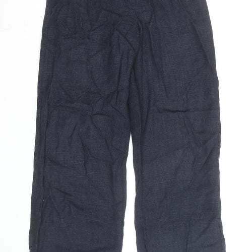 Peruzzi Women's Blue Linen Blend Wide-Leg Trousers Size 12