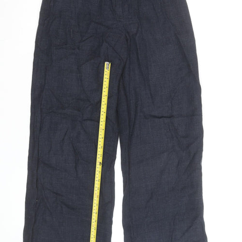 Peruzzi Women's Blue Linen Blend Wide-Leg Trousers Size 12