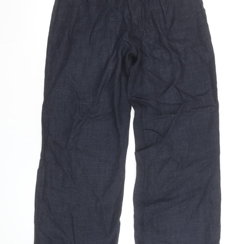 Peruzzi Women's Blue Linen Blend Wide-Leg Trousers Size 12