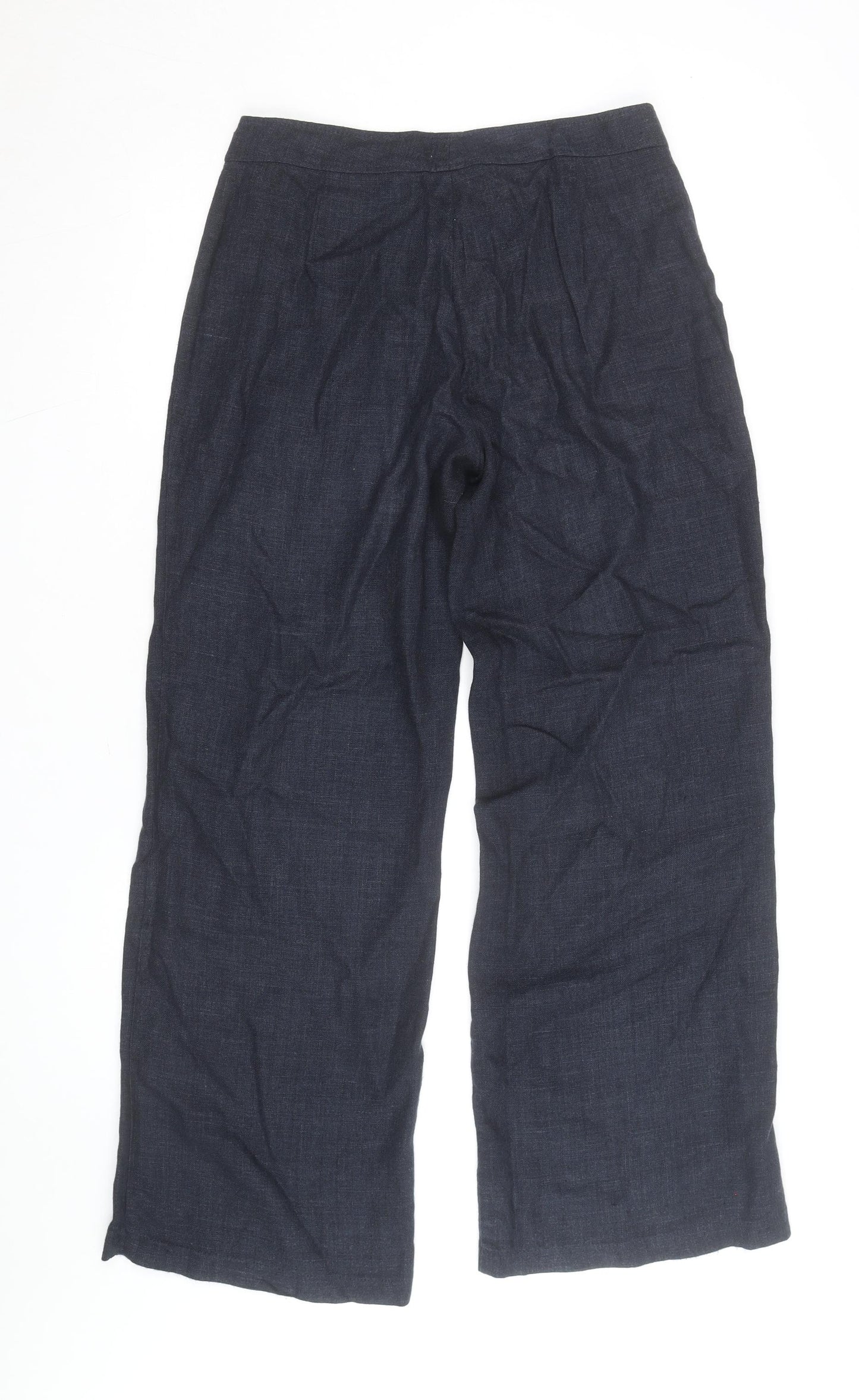 Peruzzi Women's Blue Linen Blend Wide-Leg Trousers Size 12
