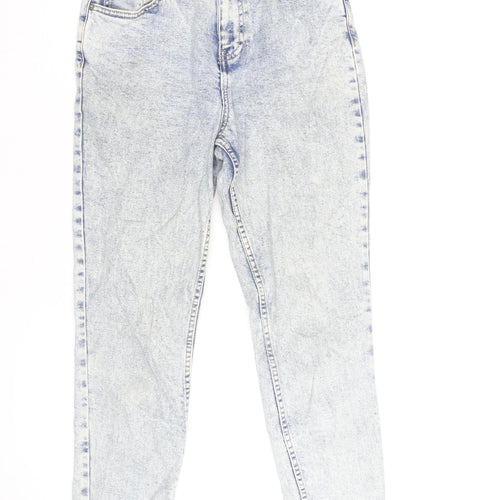 New Look Women Blue Acid Wash Mom Jeans Size 8 High Rise Denim