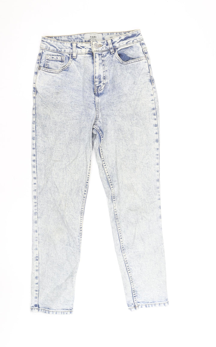 New Look Women Blue Acid Wash Mom Jeans Size 8 High Rise Denim