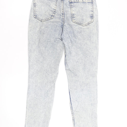New Look Women Blue Acid Wash Mom Jeans Size 8 High Rise Denim