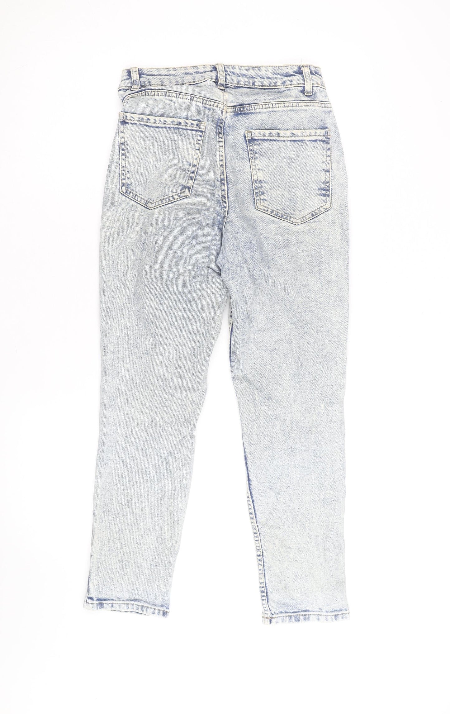 New Look Women Blue Acid Wash Mom Jeans Size 8 High Rise Denim