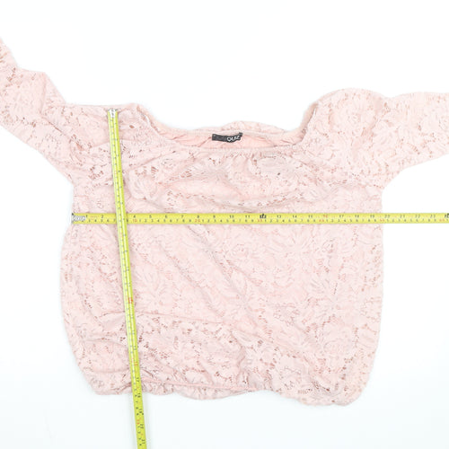 Quiz Women Pink Lace Off Shoulder Bell Sleeve Blouse M
