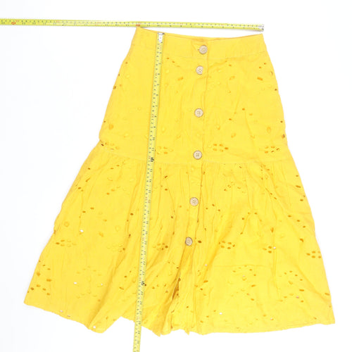 alk Casual Women's Yellow A-Line Cotton Button Skirt Size 8