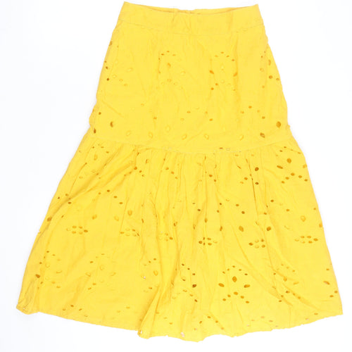 alk Casual Women's Yellow A-Line Cotton Button Skirt Size 8