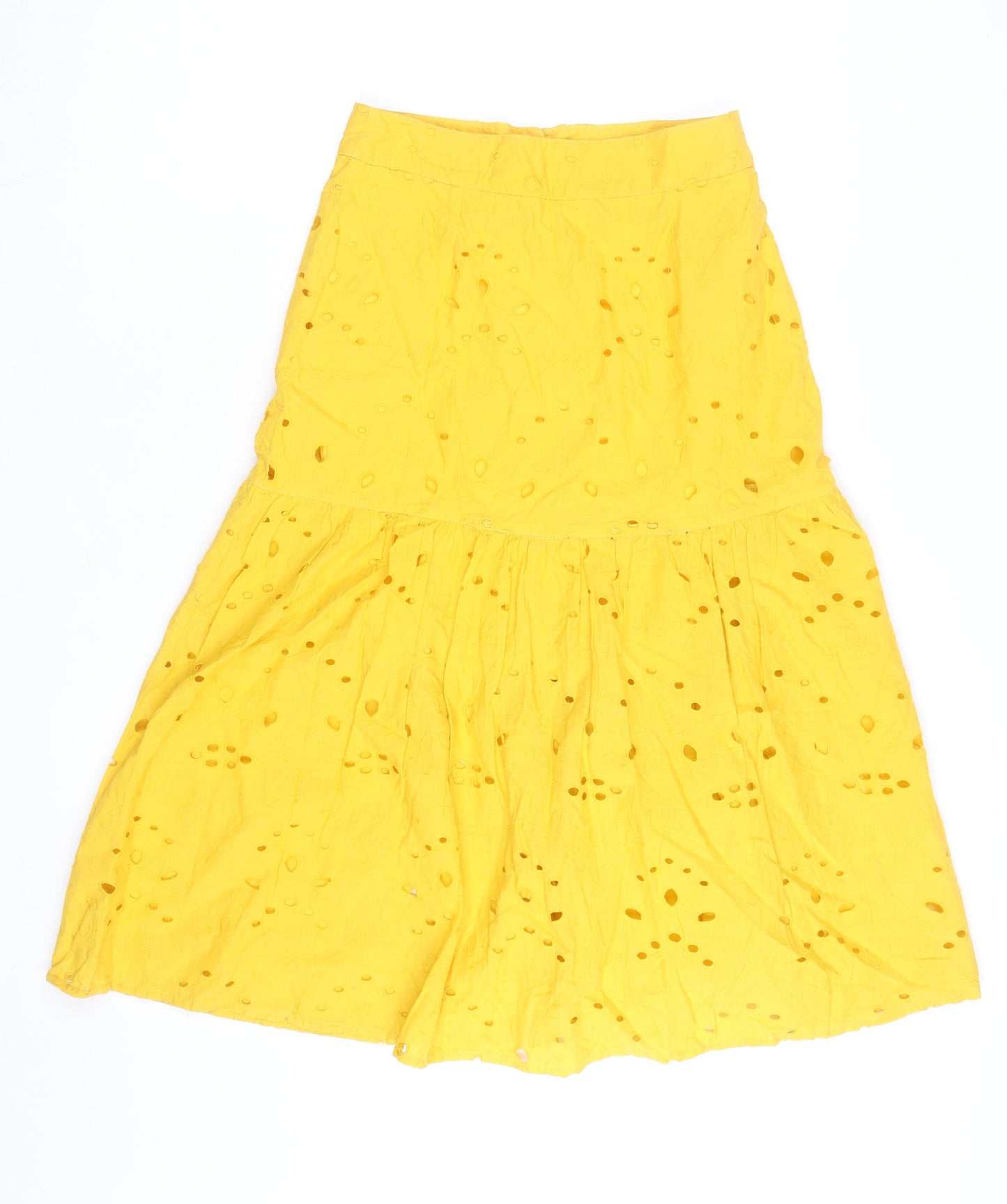 alk Casual Women's Yellow A-Line Cotton Button Skirt Size 8