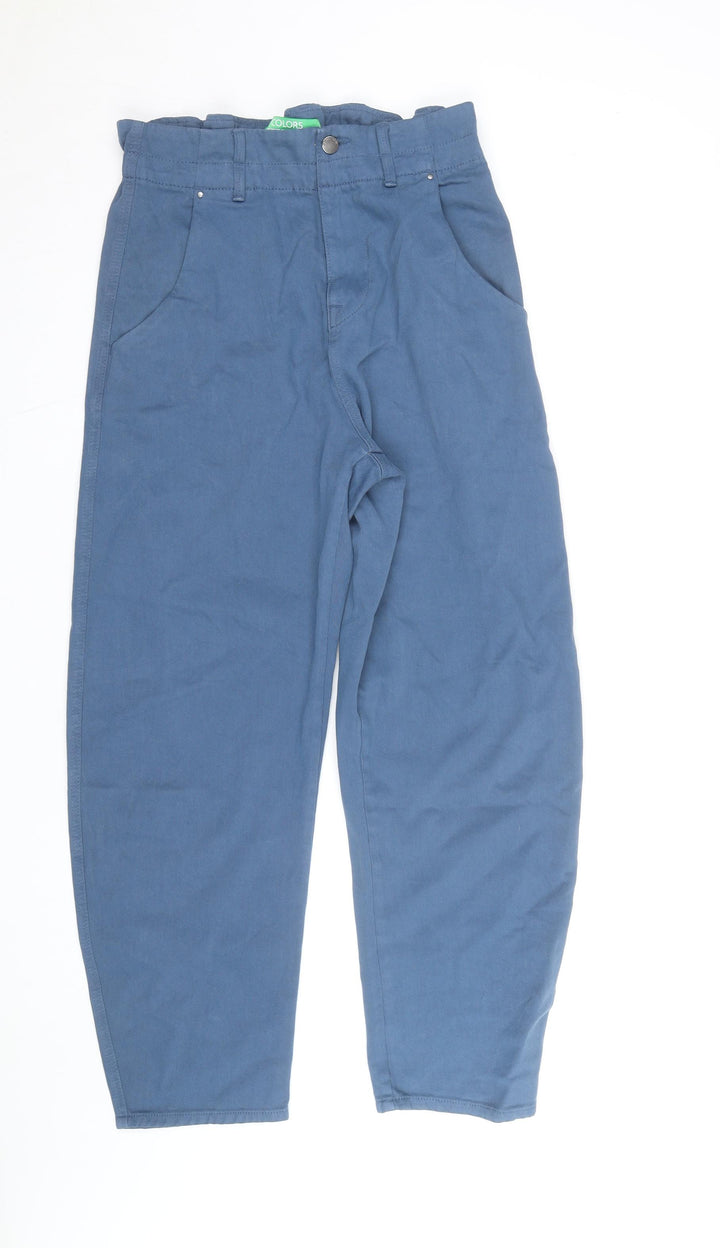 United Colors of Benetton Women Blue Cargo Trousers Size 12