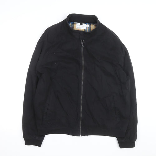 Topman Men's Black Bomber Jacket 2XL Cotton Blend Stand-Up Collar