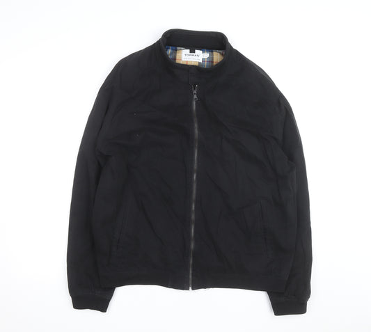 Topman Men's Black Bomber Jacket 2XL Cotton Blend Stand-Up Collar