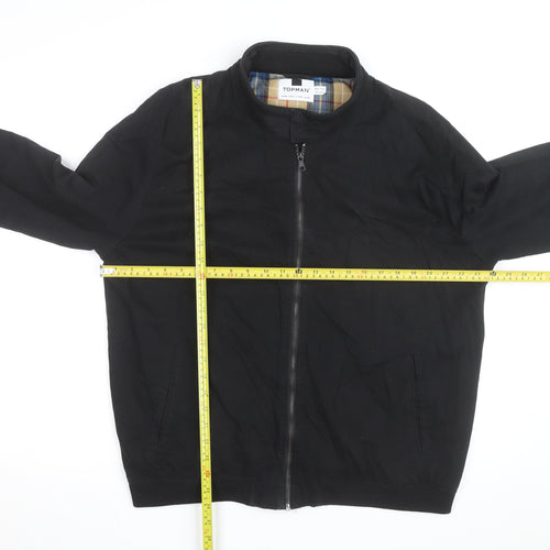 Topman Men's Black Bomber Jacket 2XL Cotton Blend Stand-Up Collar