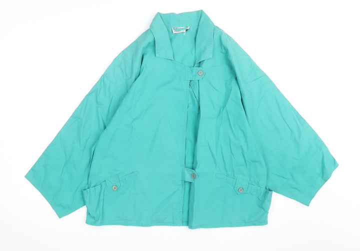Dio by Reldan Women's Green Cotton Kimono Blouse Size 10
