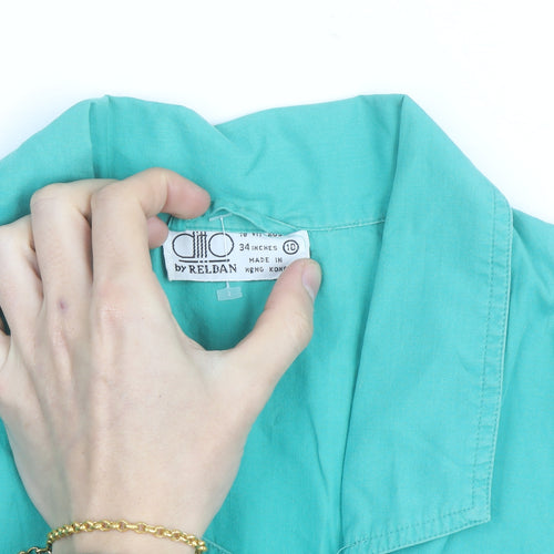 Dio by Reldan Women's Green Cotton Kimono Blouse Size 10