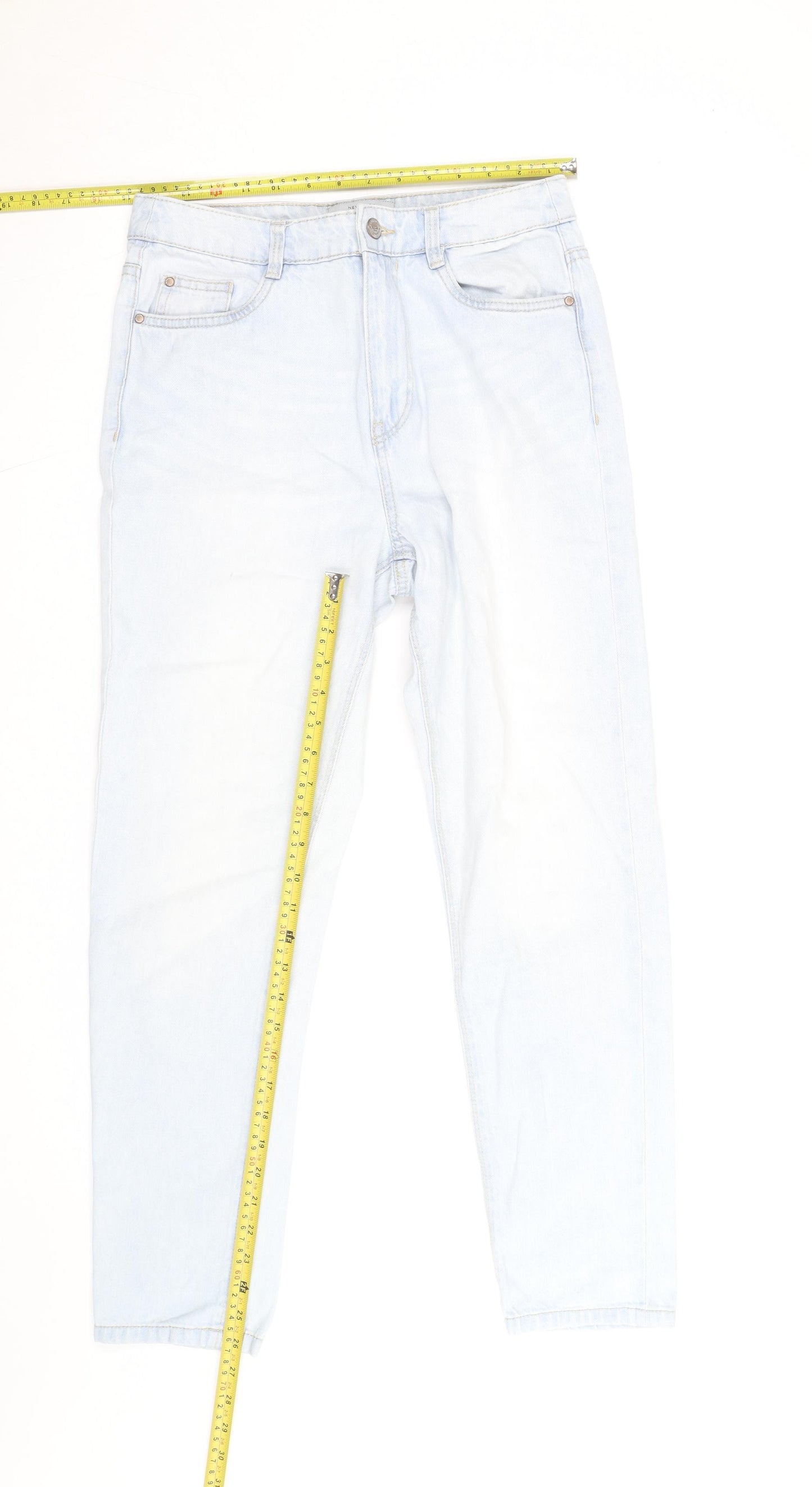 New Look Women Blue Size 10 Mom Jeans Light Wash High Rise Denim