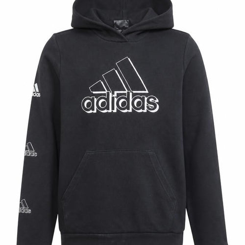 Adidas Boys Black Pullover Hoodie Medium 12-14 Years AEROREADY Logo Sweatshirt