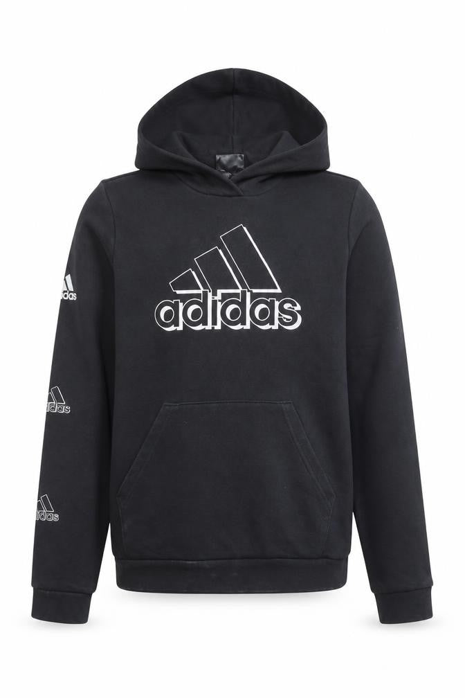 Adidas Boys Black Pullover Hoodie Medium 12-14 Years AEROREADY Logo Sweatshirt