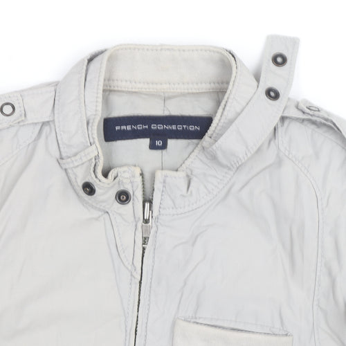 French Connection Women’s Grey Bomber Jacket Size 10 Cotton Blend