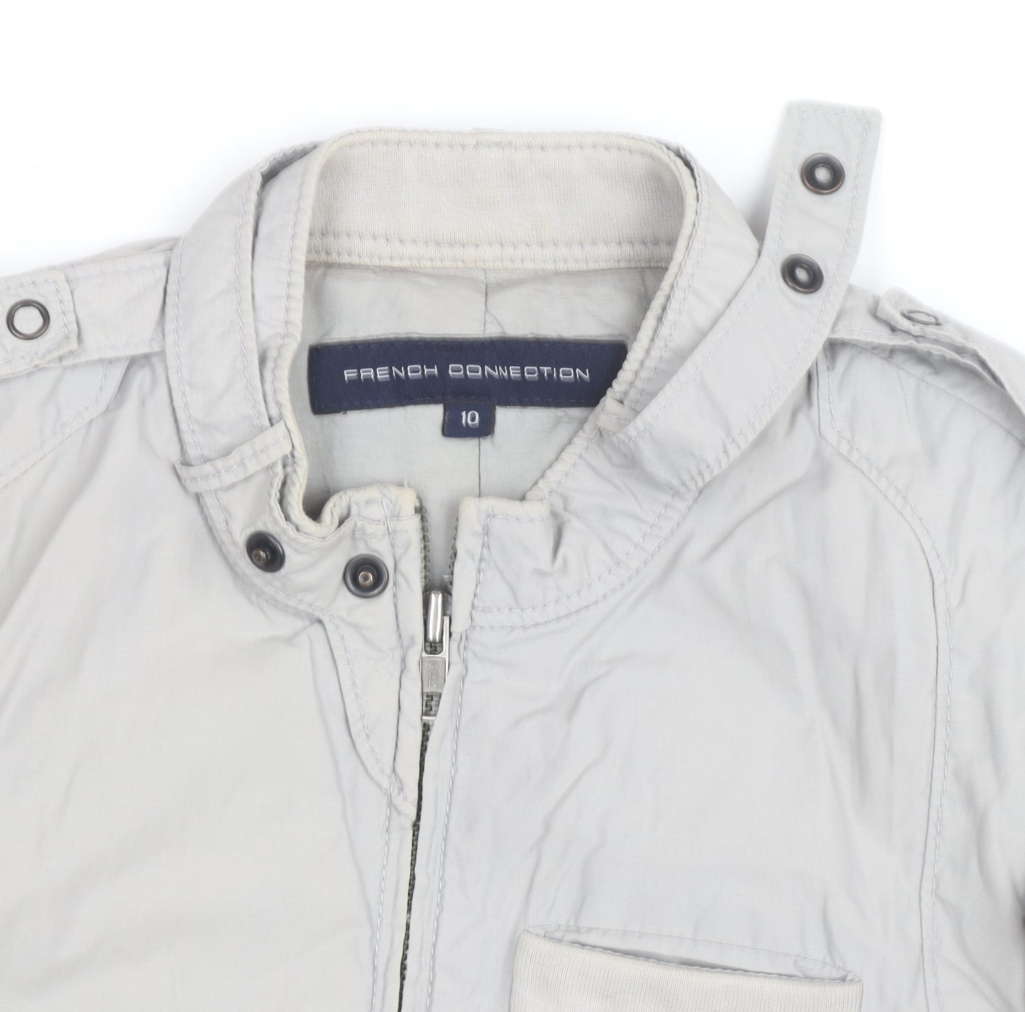 French Connection Women’s Grey Bomber Jacket Size 10 Cotton Blend