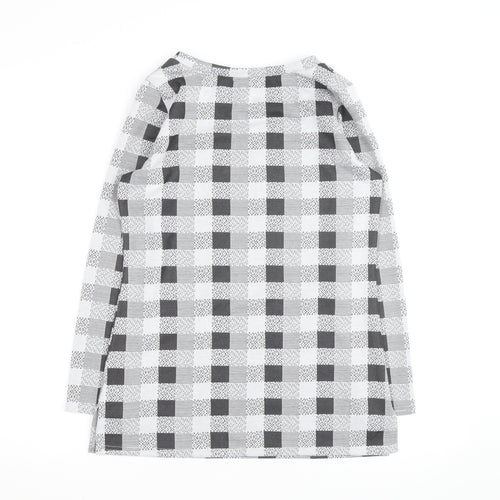 Alexara Women's Grey Check Long Sleeve Tunic Blouse Size S