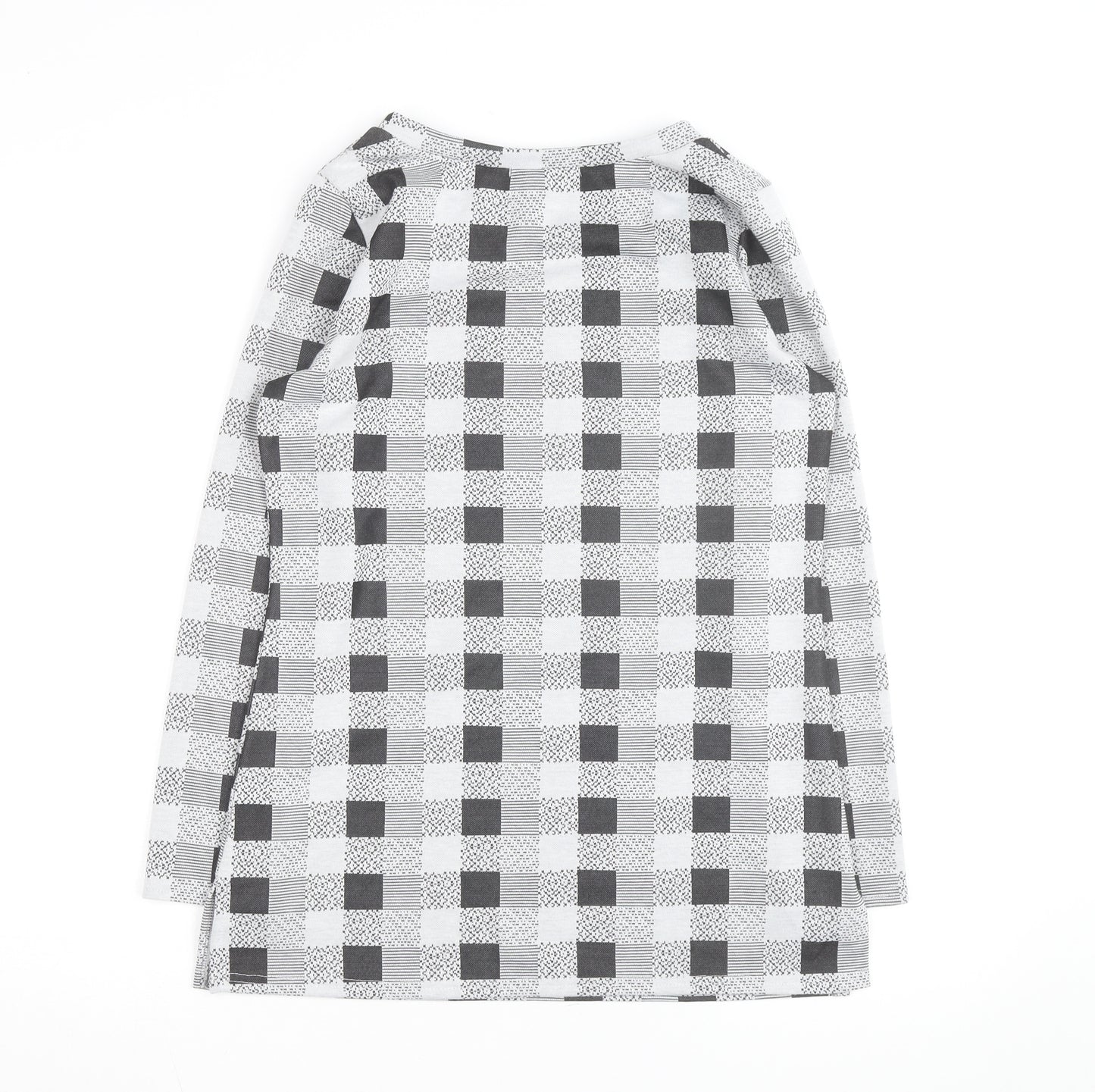 Alexara Women's Grey Check Long Sleeve Tunic Blouse Size S