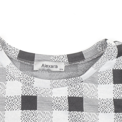 Alexara Women's Grey Check Long Sleeve Tunic Blouse Size S